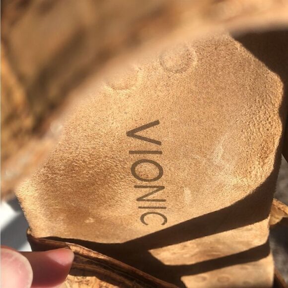 Vionic Strappy Comfort Leather Cork Sandals - Picture 6 of 10